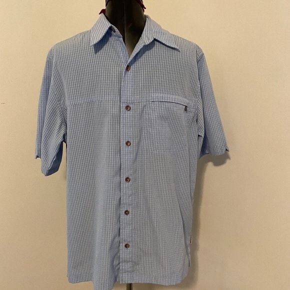 White Sierra Pinstripe Short Sleeve Button Down Mens Shirt Size M - Picture 2 of 6